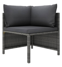 Salon de jardin 4 pcs avec coussins Résine tressée Gris