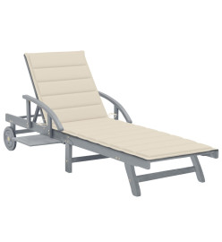 Chaise longue de jardin avec coussin Bois d'acacia solide