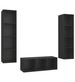 Ensemble de meuble TV 3 pcs Noir Aggloméré