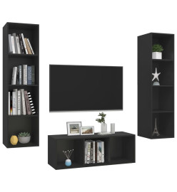 Ensemble de meuble TV 3 pcs Noir Aggloméré