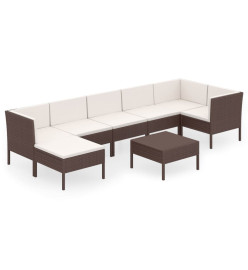 Salon de jardin 8 pcs avec coussins Résine tressée Marron