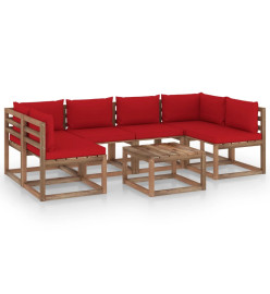 Salon palette de jardin 7 pcs et coussins Bois de pin imprégné