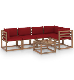Salon palette de jardin 6 pcs et coussins Bois de pin imprégné