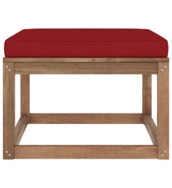 Repose-pied de jardin avec coussin rouge bordeaux