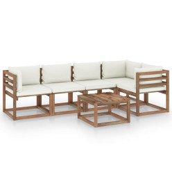 Salon palette de jardin 6 pcs et coussins Bois de pin imprégné