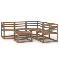 Salon de jardin 6 pcs Marron Bois de pin imprégné