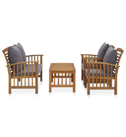 Salon de jardin 4 pcs avec coussins Bois d'acacia solide