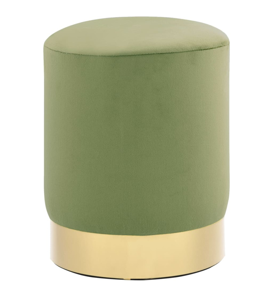 Tabouret Vert moutarde et doré Velours