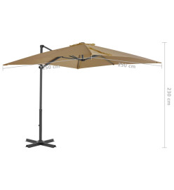 Parasol en porte-à-faux et mât en aluminium 250x250 cm Taupe