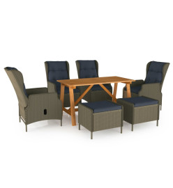 Ensemble de salle à manger de jardin 7 pcs Marron