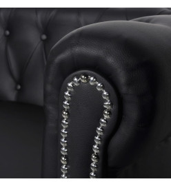 Canapé Chesterfield à 2 places cuir synthétique noir