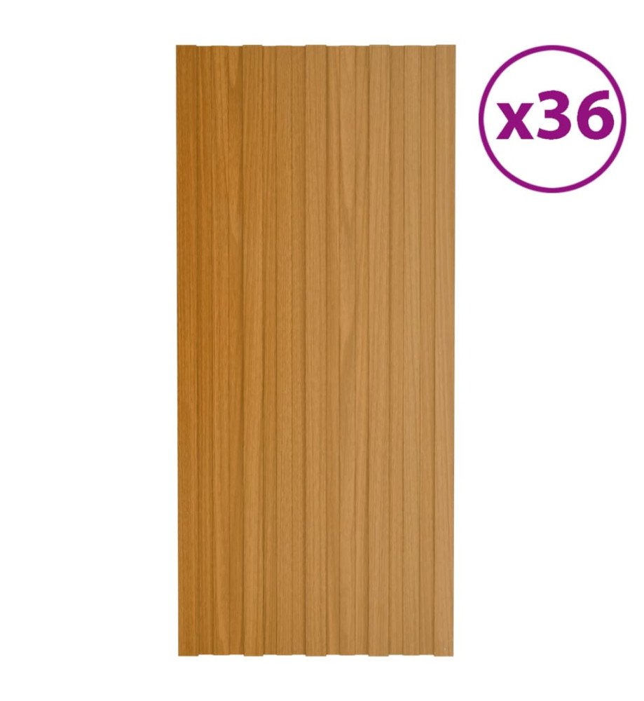 Panneaux de toiture 36 pcs Acier galvanisé Bois clair 100x45 cm