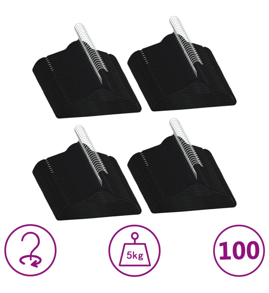 Cintres antidérapants 100 pcs Noir Velours Cintres antidérapants 100 pcs Noir Velours