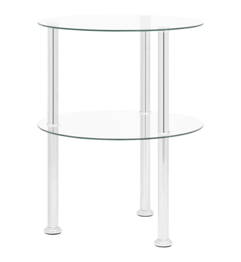 Table d'appoint 2 niveaux Transparent 38 cm Verre trempé