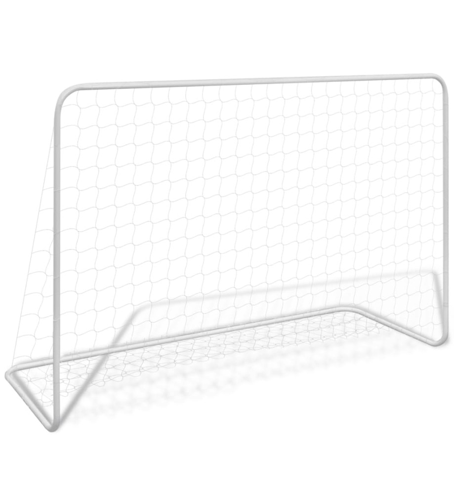 But de football avec filet 182x61x122 cm Acier Blanc