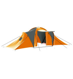 Tente de camping 9 personnes tissu gris et orange