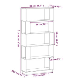 Bibliothèque/Séparateur de pièce Blanc 80x25x163,5cm Pin solide