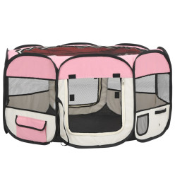 Parc pliable pour chien avec sac de transport Rose 125x125x61cm