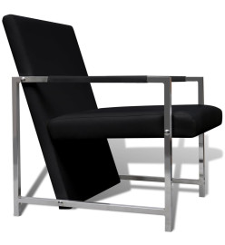 Fauteuils lot de 2 avec cadre chromé noir similicuir