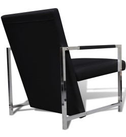 Fauteuils lot de 2 avec cadre chromé noir similicuir