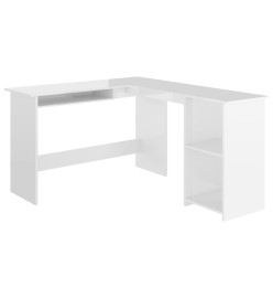 Bureau d'angle forme de L Blanc brillant 120x140x75cm Aggloméré