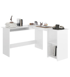 Bureau d'angle forme de L Blanc brillant 120x140x75cm Aggloméré