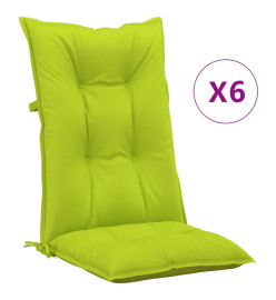 Coussins de chaise de jardin à dossier haut lot de 6 vert vif