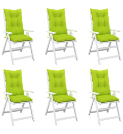 Coussins de chaise de jardin à dossier haut lot de 6 vert vif