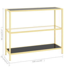 Étagère noir et transparent 100x36x90 cm verre trempé