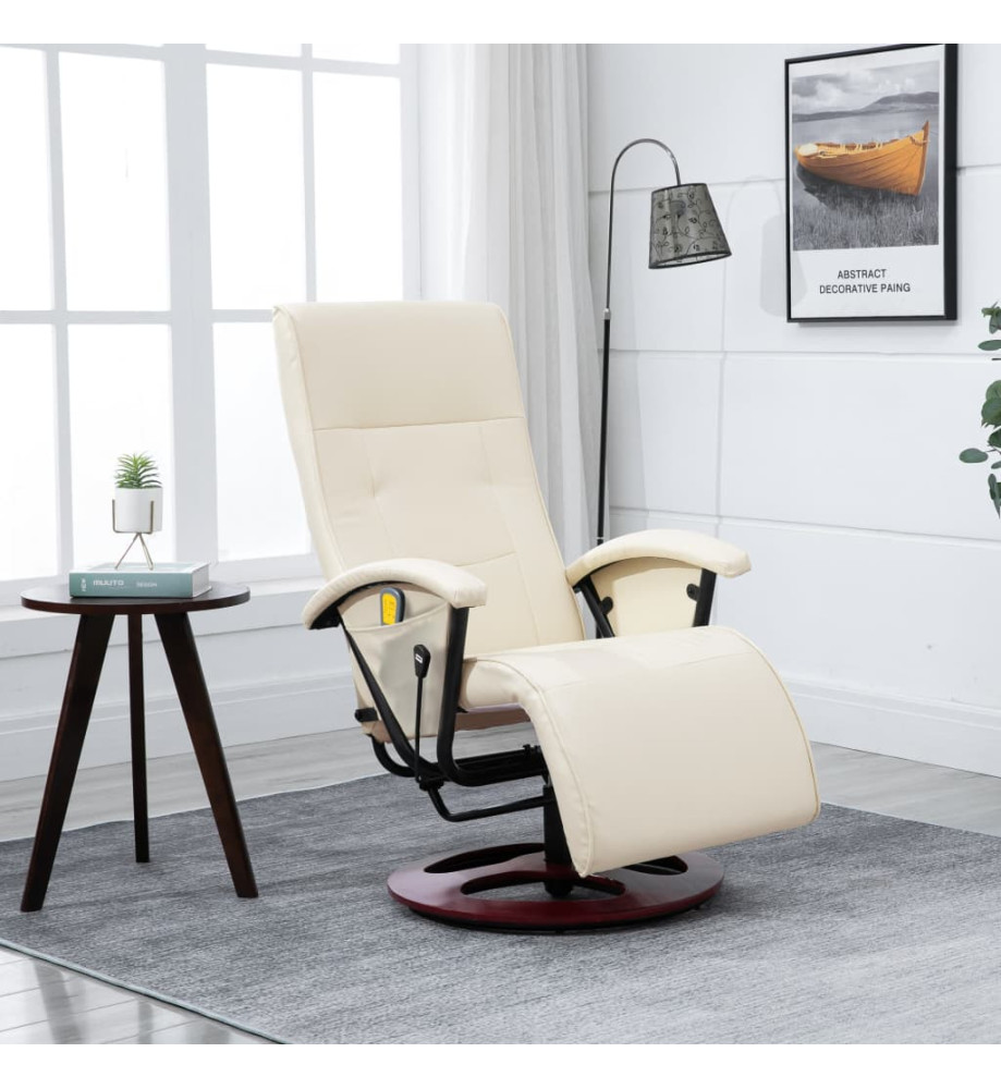 Fauteuil de massage blanc crème similicuir