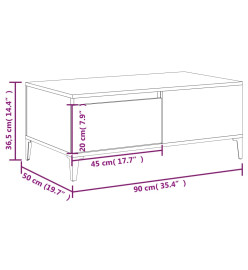 Table basse Blanc 90x50x36,5 cm Bois d'ingénierie