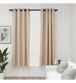 Rideaux occultants Aspect lin avec œillets 2pcs Beige 140x175cm