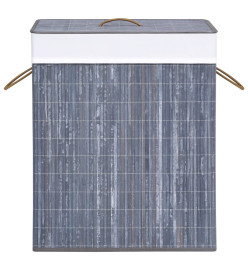 Panier à linge avec 2 sections bambou gris 100 L