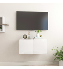 Meuble TV suspendu Blanc brillant 60x30x30 cm