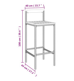 Tabourets de bar 4 pcs gris résine tressée et bois d'acacia