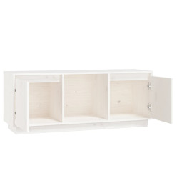 Meuble TV Blanc 110,5x35x44 cm Bois de pin massif