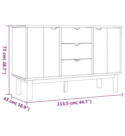 Buffet OTTA Marron et gris 113,5x43x73 cm Bois massif pin