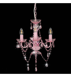 Lustre avec perles Rose Rond 3 x E14