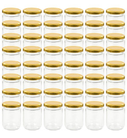 48 pcs Pots à confiture avec couvercle doré Verre 230 ml