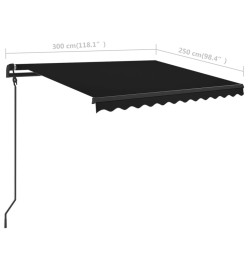 Auvent manuel rétractable avec poteaux 3x2,5 m Anthracite