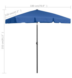 Parasol de plage bleu azur 180x120 cm