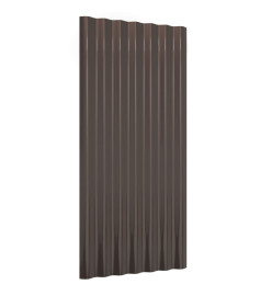 Panneaux de toit 12 pcs Acier enduit de poudre Marron 80x36 cm