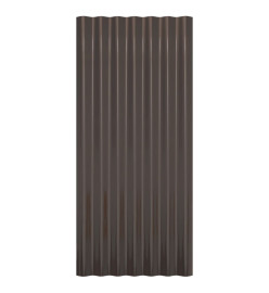 Panneaux de toit 12 pcs Acier enduit de poudre Marron 80x36 cm