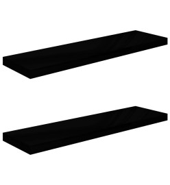 Étagère murale flottante 2 pcs Noir brillant 90x23,5x3,8 cm MDF