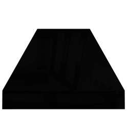 Étagère murale flottante 2 pcs Noir brillant 90x23,5x3,8 cm MDF