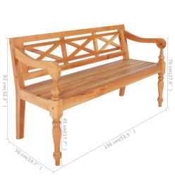 Banc Batavia 136 cm Bois d'acajou massif Marron clair