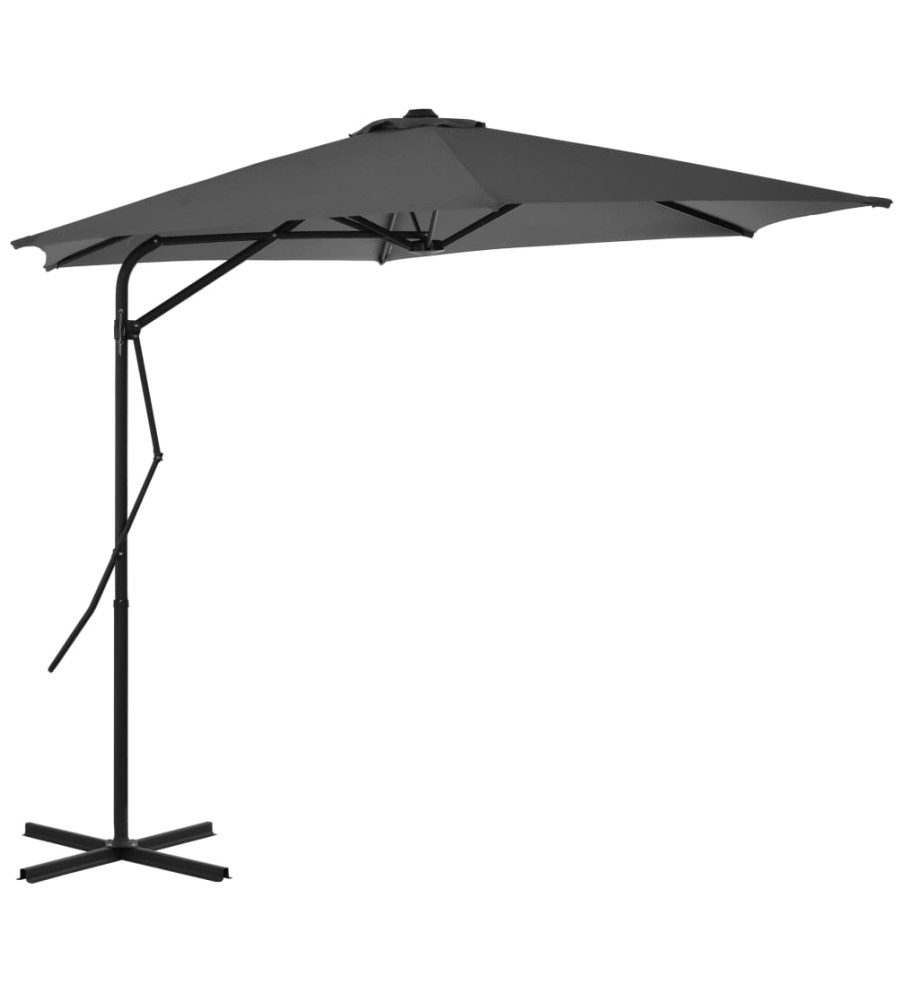 Parasol d'extérieur avec poteau en acier 300 cm Anthracite