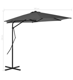 Parasol d'extérieur avec poteau en acier 300 cm Anthracite