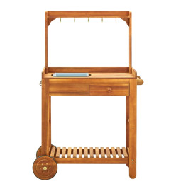 Chariot de cuisine de jardin Bois d'acacia 92x43,5x141,5 cm