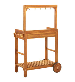 Chariot de cuisine de jardin Bois d'acacia 92x43,5x141,5 cm